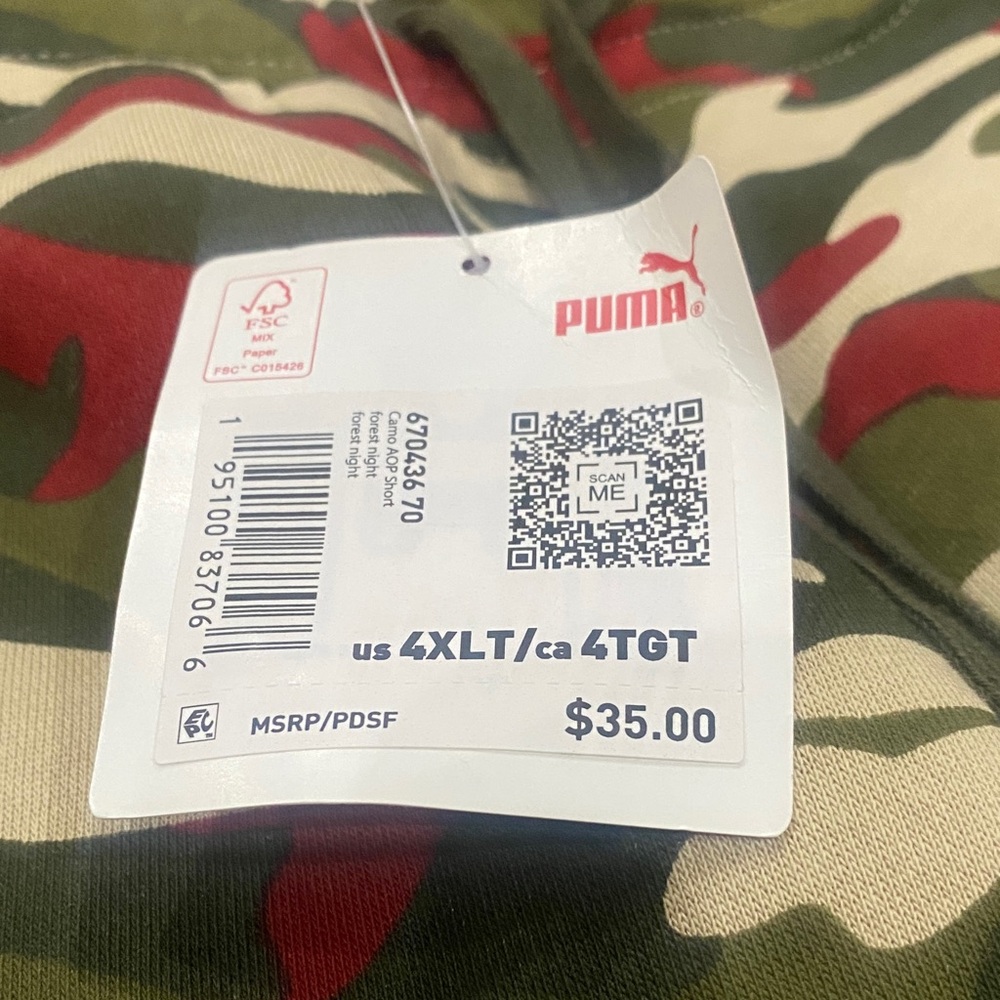 Puma Camo Shorts - Green, Red, Cream - Picture 2 of 7